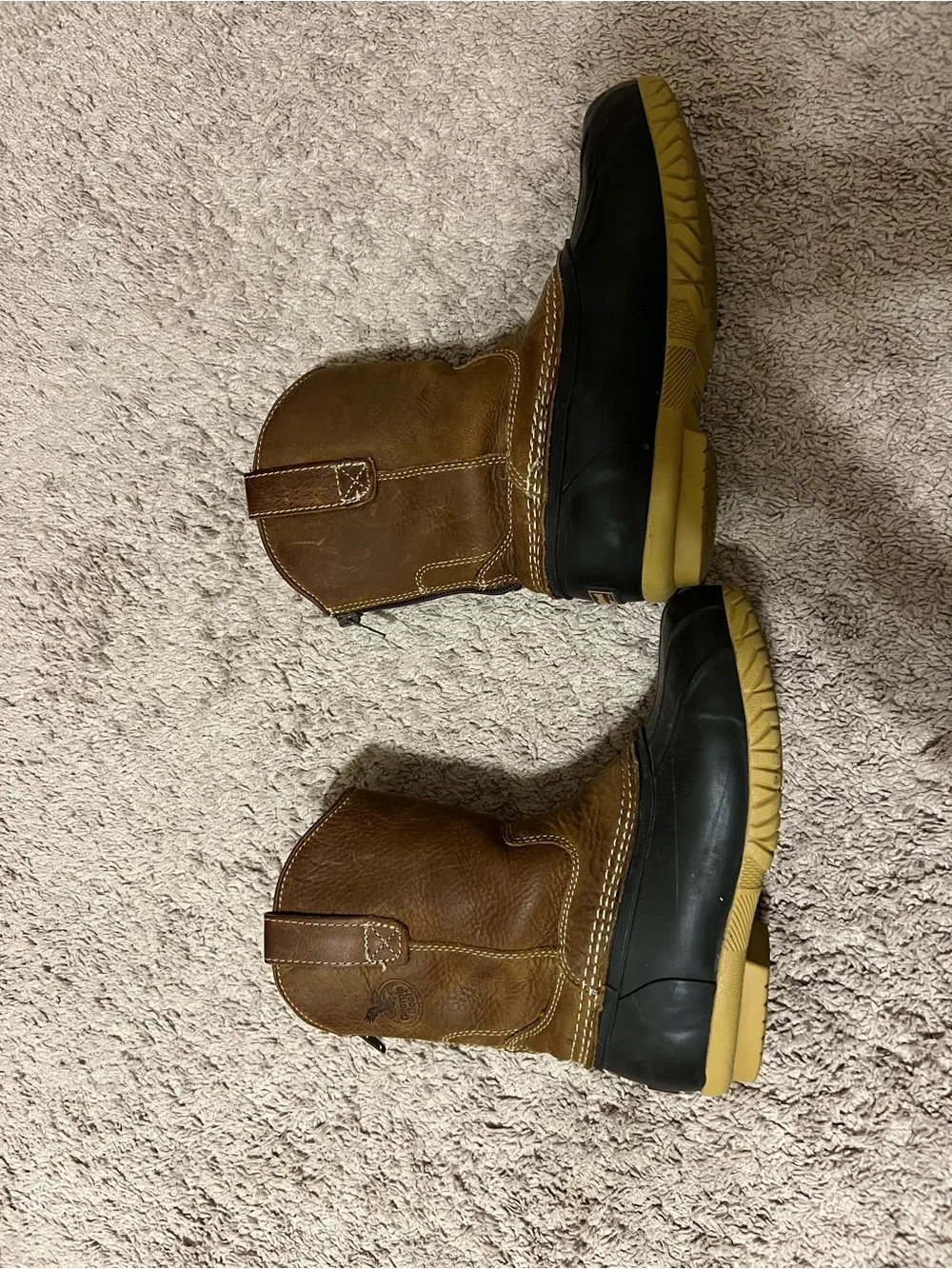 Georgia Boots Kids Brown Duck Rain Boots with Black Rubber Toe